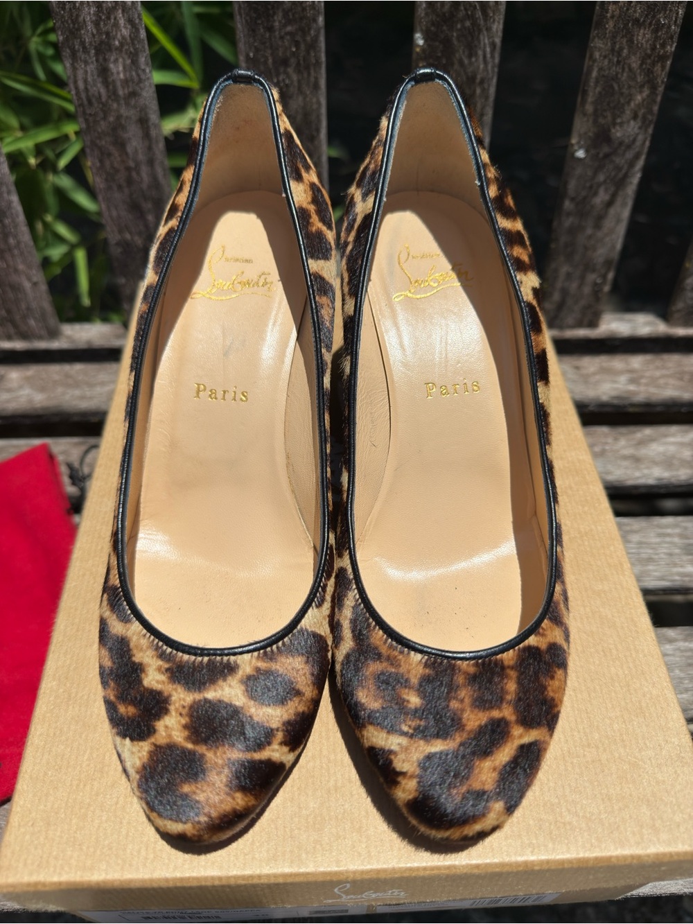 Christian Louboutin Leopard Haircalf Pumps - Black & Brown